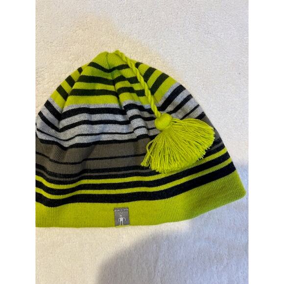 SMARTWOOL Children's Beanie, Stripe Wool Green, Grey, Black One Size Winter Snow - Picture 1 of 6